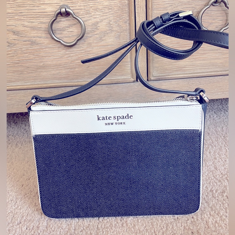 Kate Spade New York Denim & White Leather Crossbody
